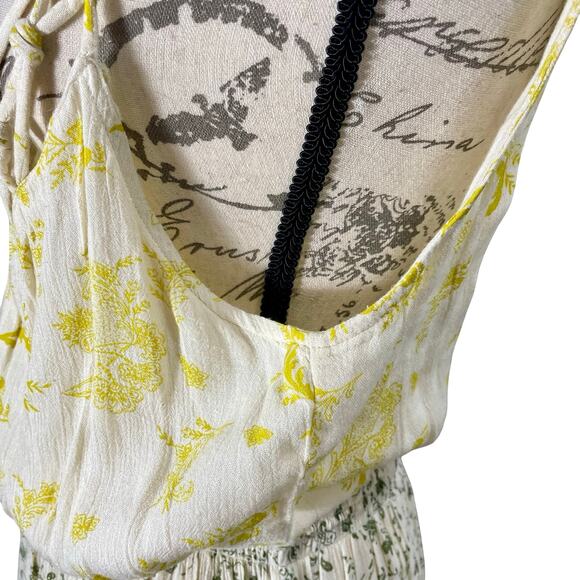 O’Neill Boho Sleeveless Sundress Yellow Green Floral Fit & Flare Mini Dress - Picture 7 of 9